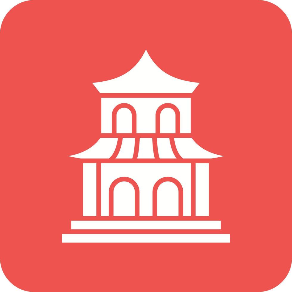 Pagoda Glyph Round Corner Background Icon vector