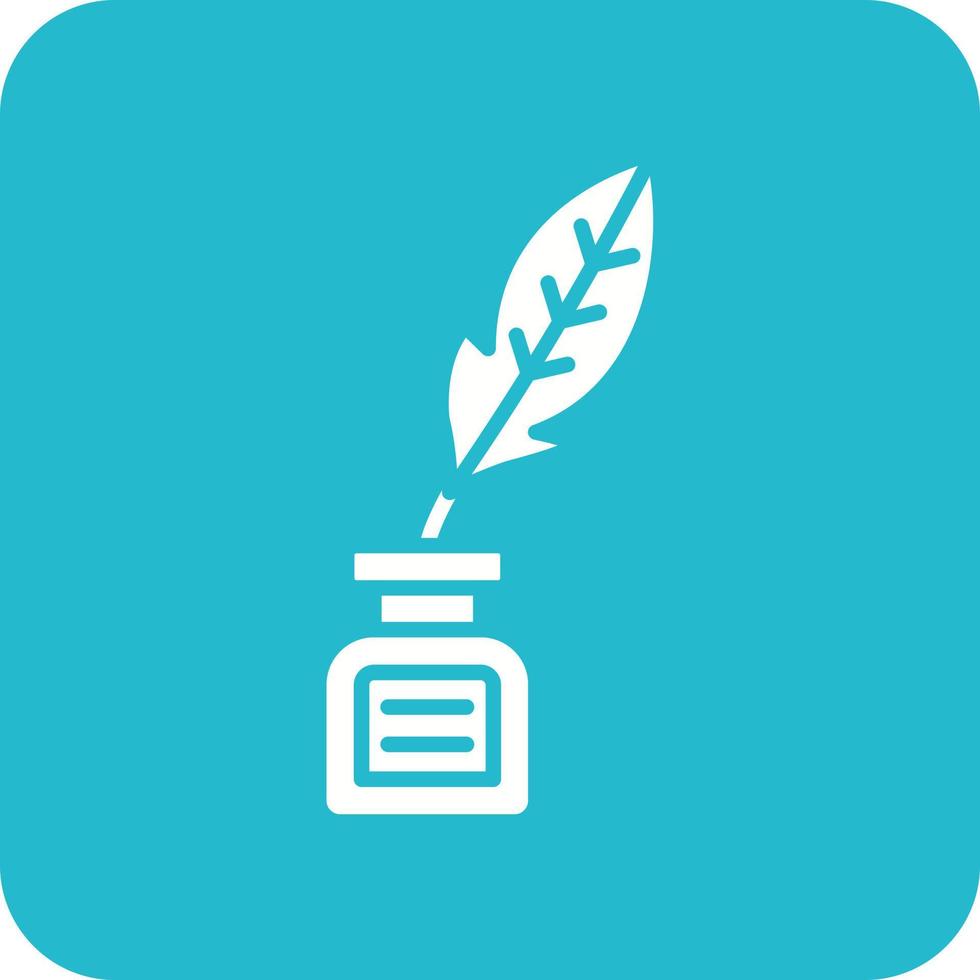 Quill Glyph Round Corner Background Icon vector