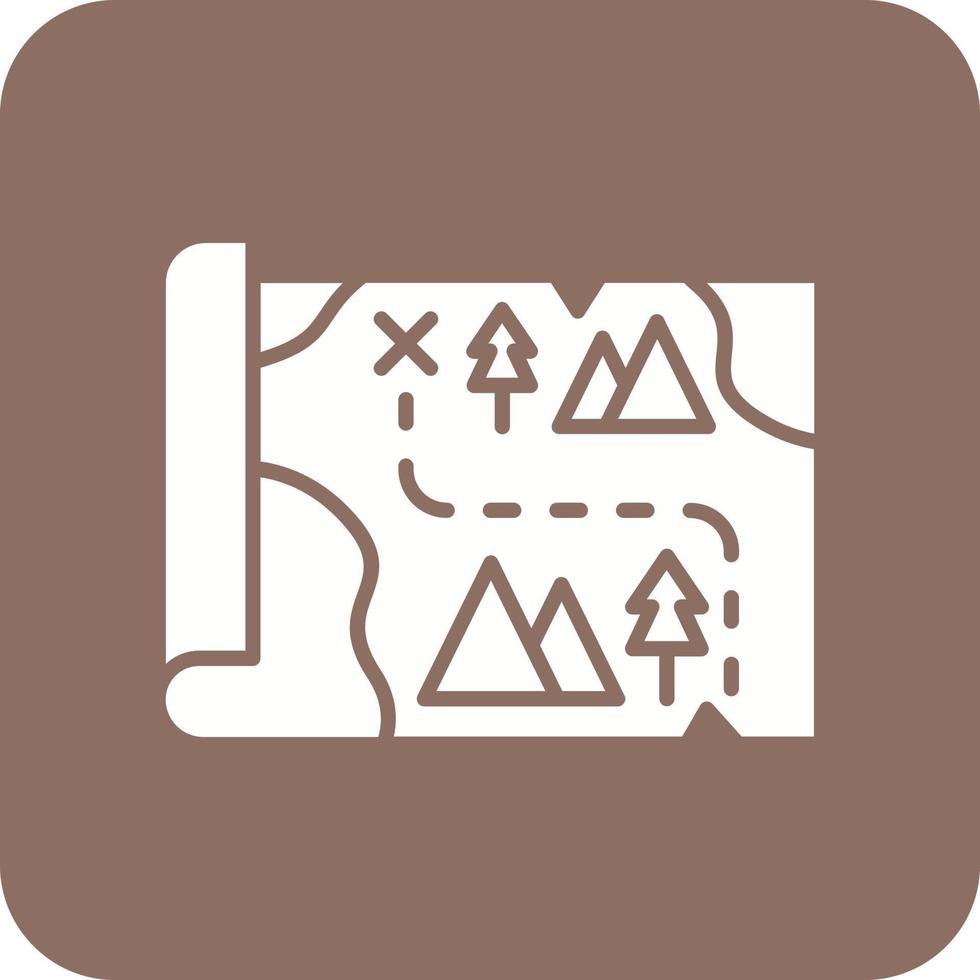 Treasure Map Glyph Round Corner Background Icon vector