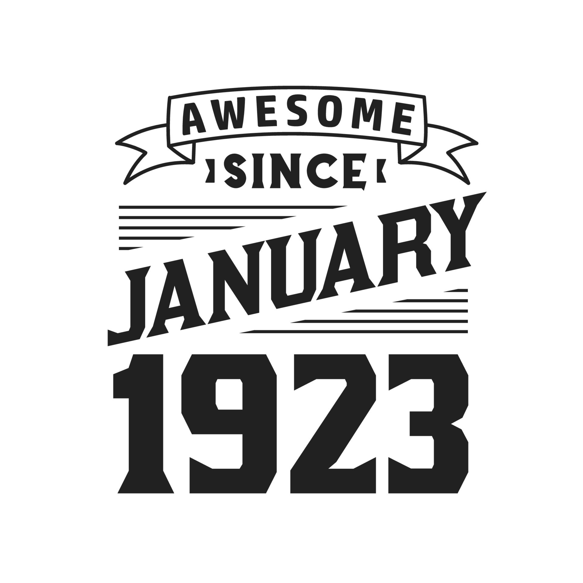 Awesome Since January 1923. Born in January 1923 Retro Vintage Birthday