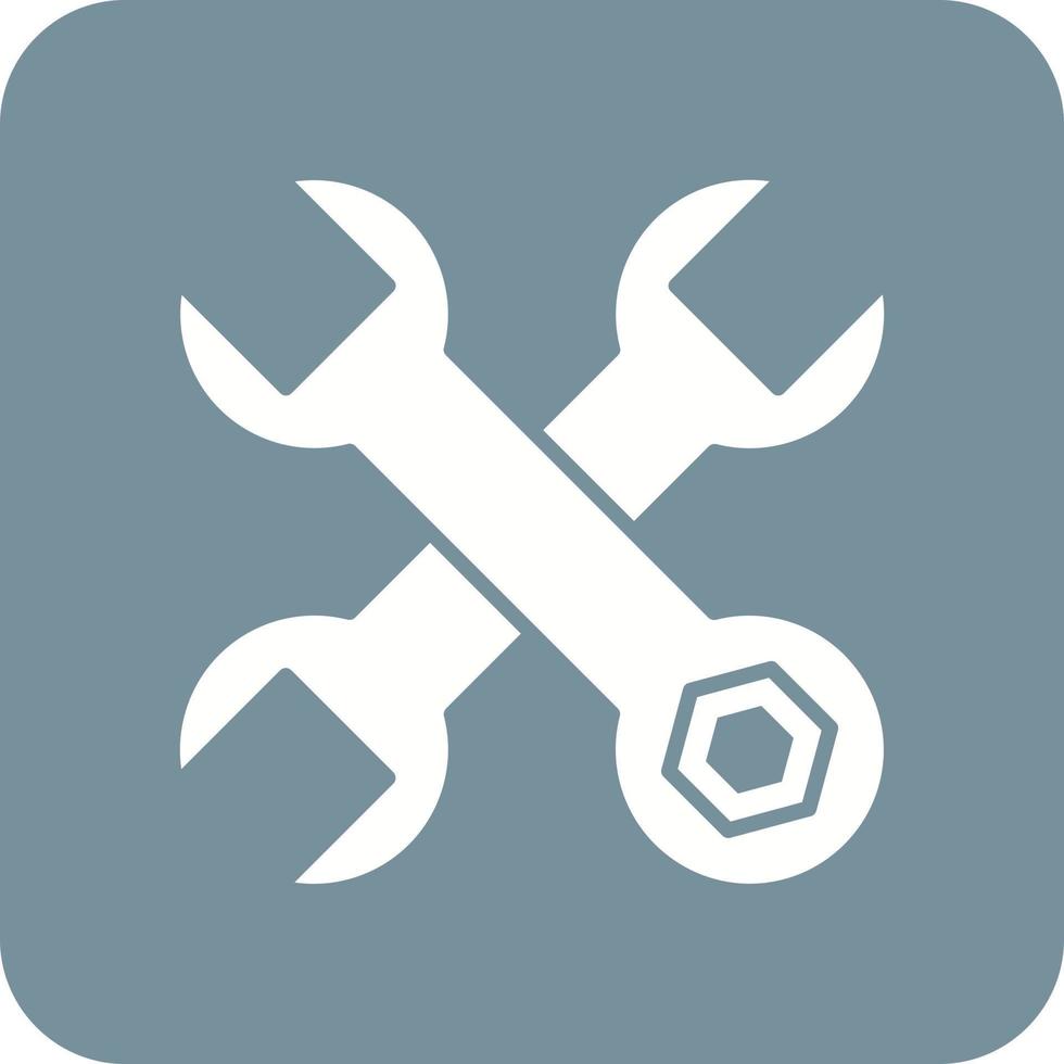 Wrench Glyph Round Corner Background Icon vector