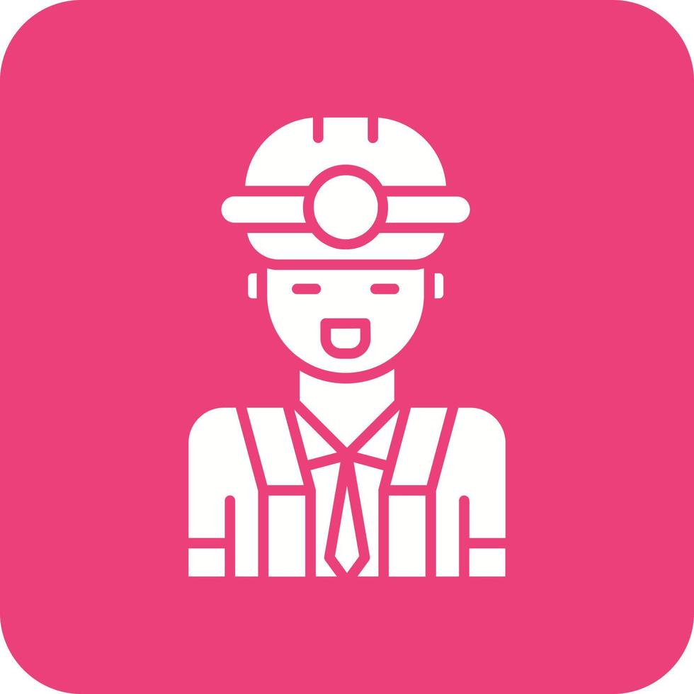 Male Engineer Glyph Round Corner Background Icon vector