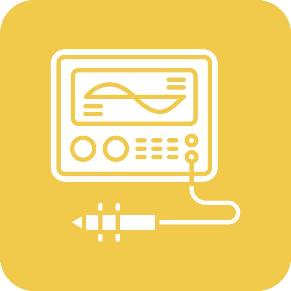 Oscilloscope Glyph Round Corner Background Icon vector