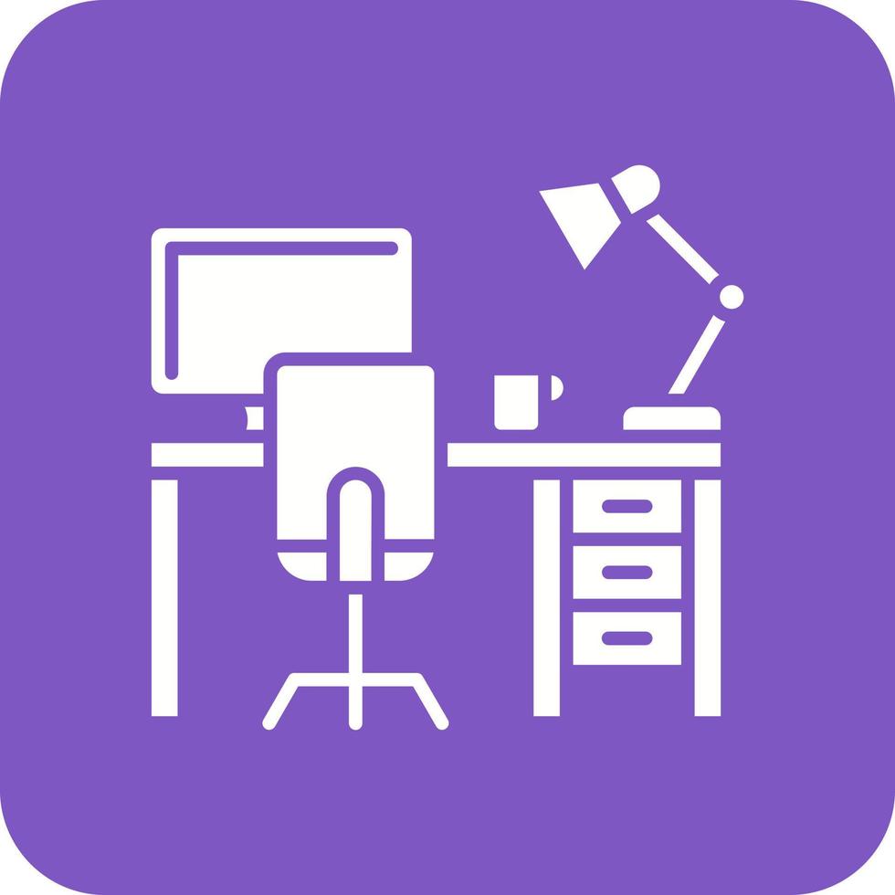 Work Table Glyph Round Corner Background Icon vector