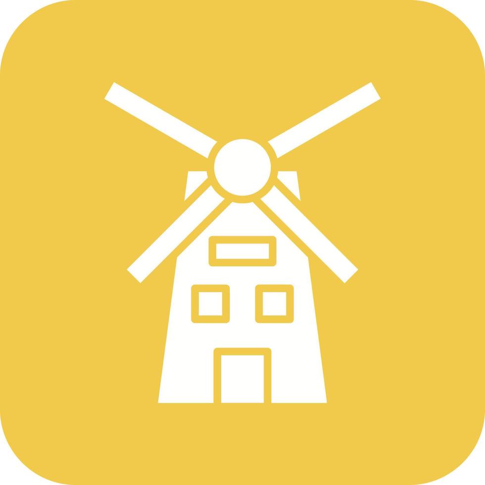 Wind Mill Glyph Round Corner Background Icon vector