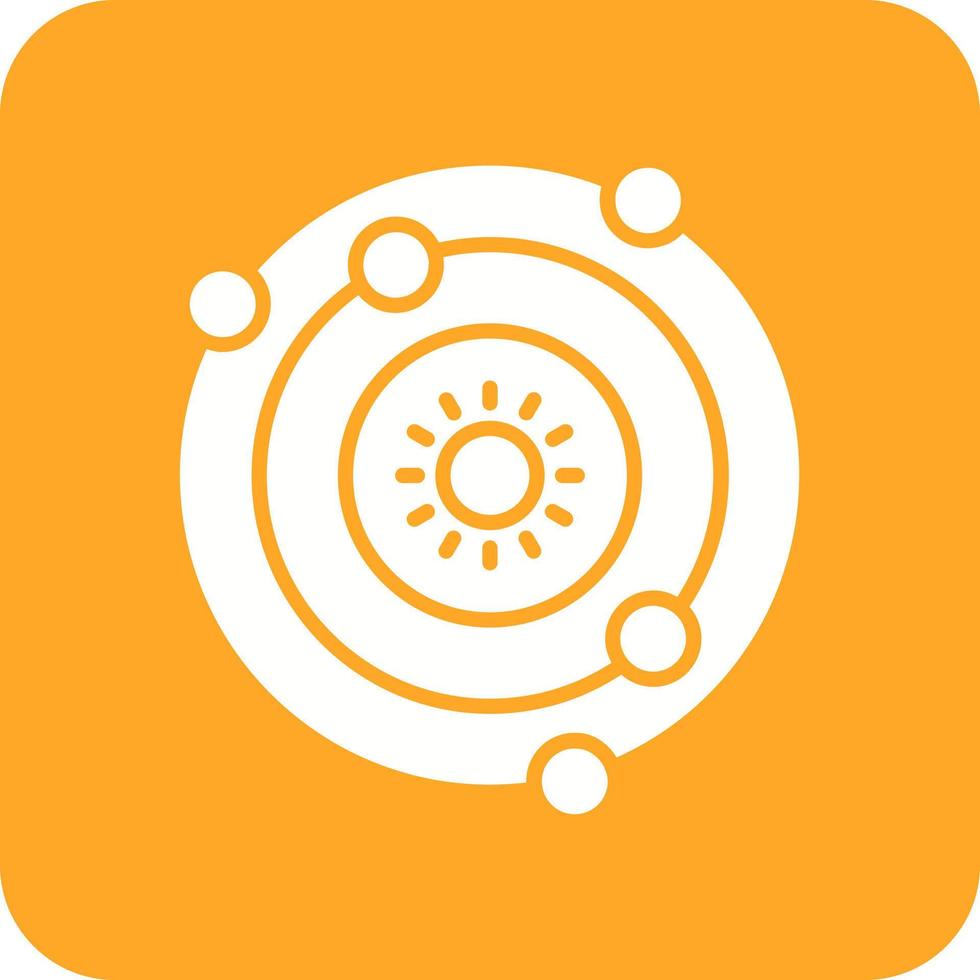 Solar System Glyph Round Corner Background Icon vector