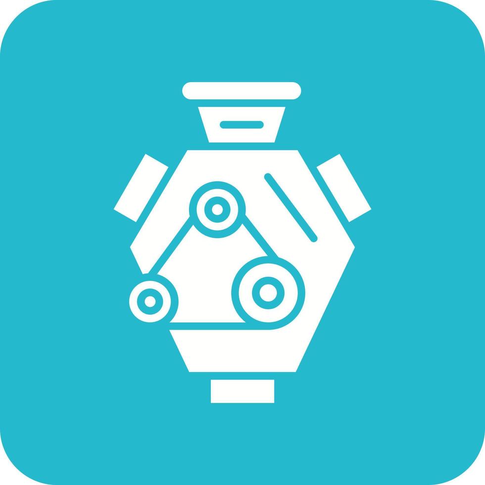 Engine Glyph Round Corner Background Icon vector