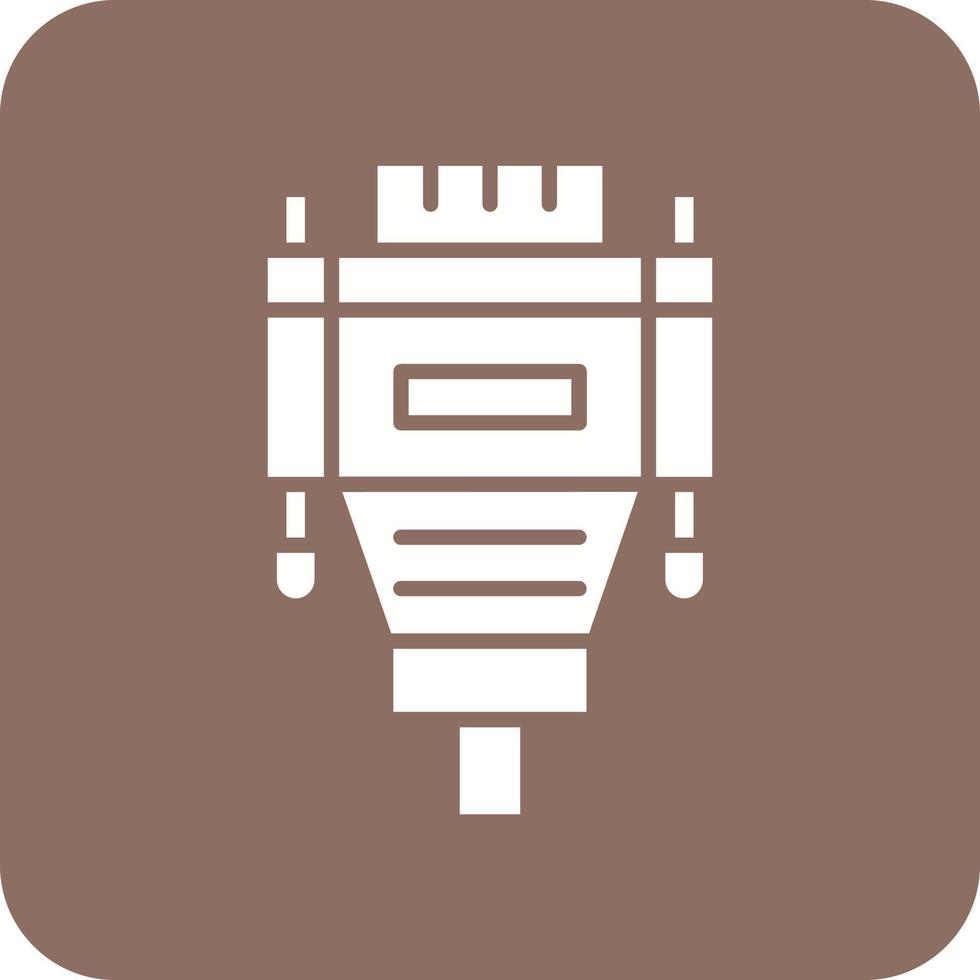 Vga Cable Glyph Round Corner Background Icon vector