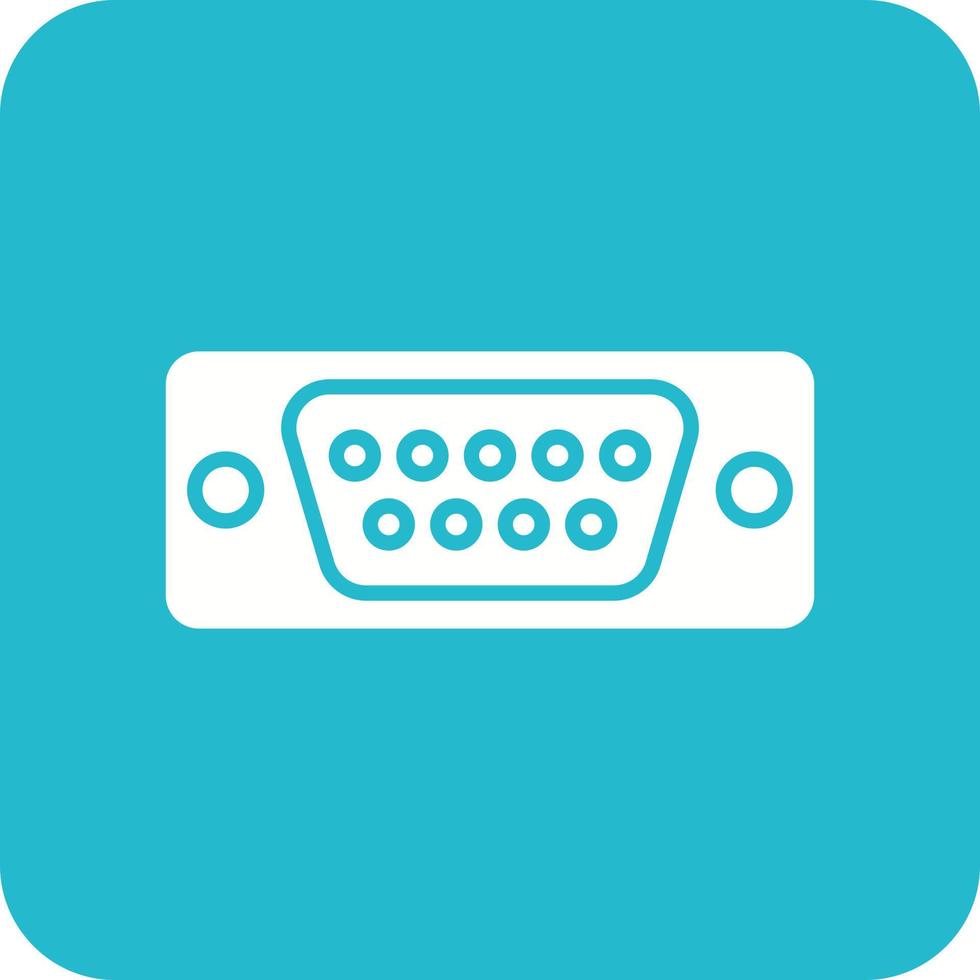 Vga Port Glyph Round Corner Background Icon vector