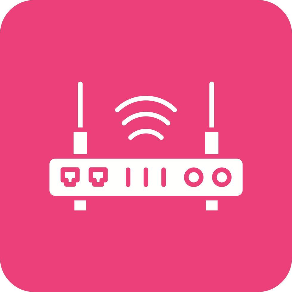 Wireless Router Glyph Round Corner Background Icon vector