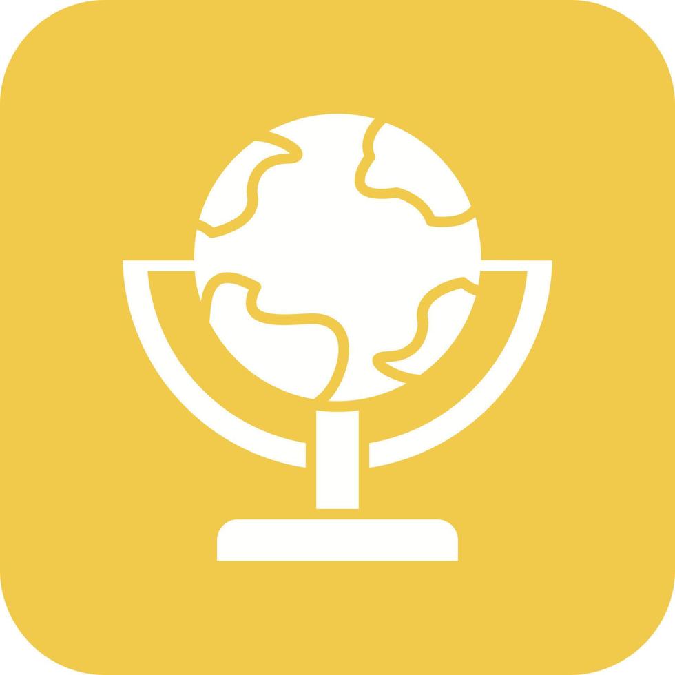 Globe Glyph Round Corner Background Icon vector