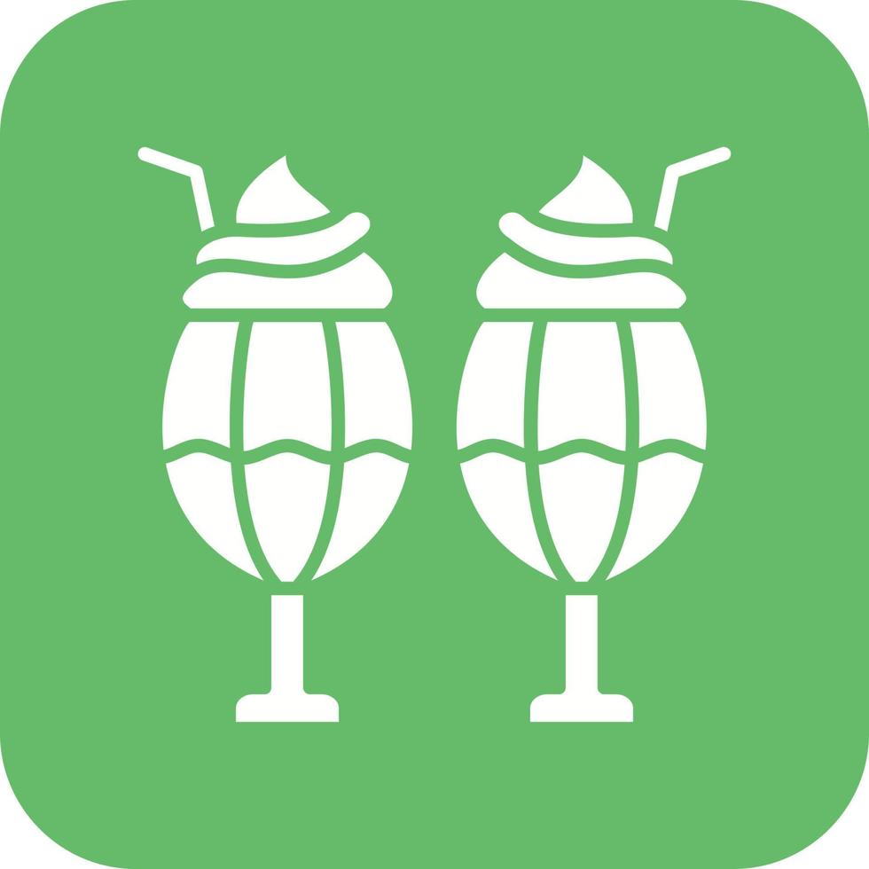 Milkshake Glyph Round Corner Background Icon vector