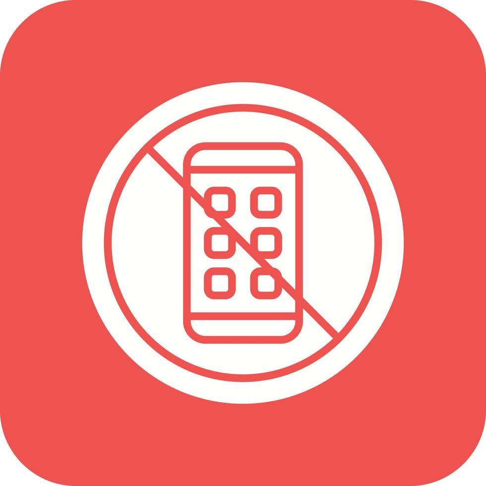 No Phone Glyph Round Corner Background Icon vector