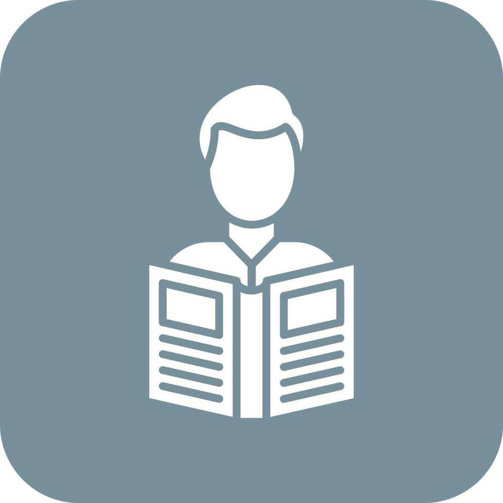 Man Reading Book Glyph Round Corner Background Icon vector