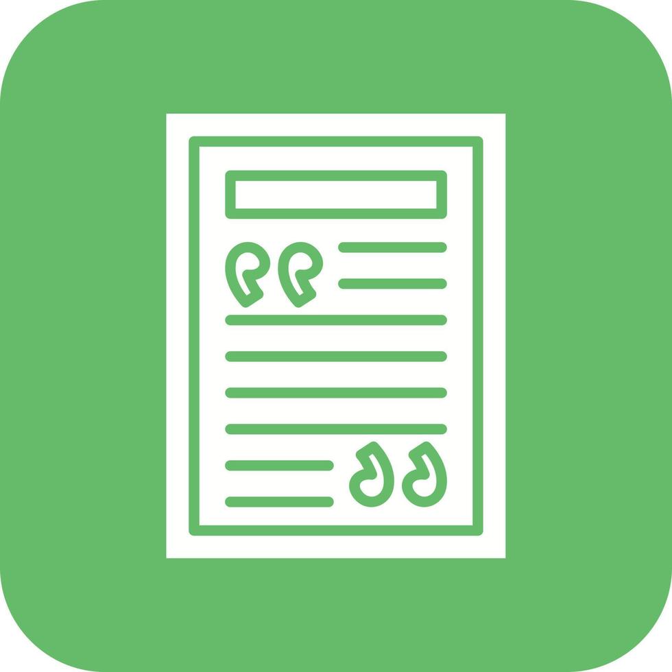Quotes Glyph Round Corner Background Icon vector