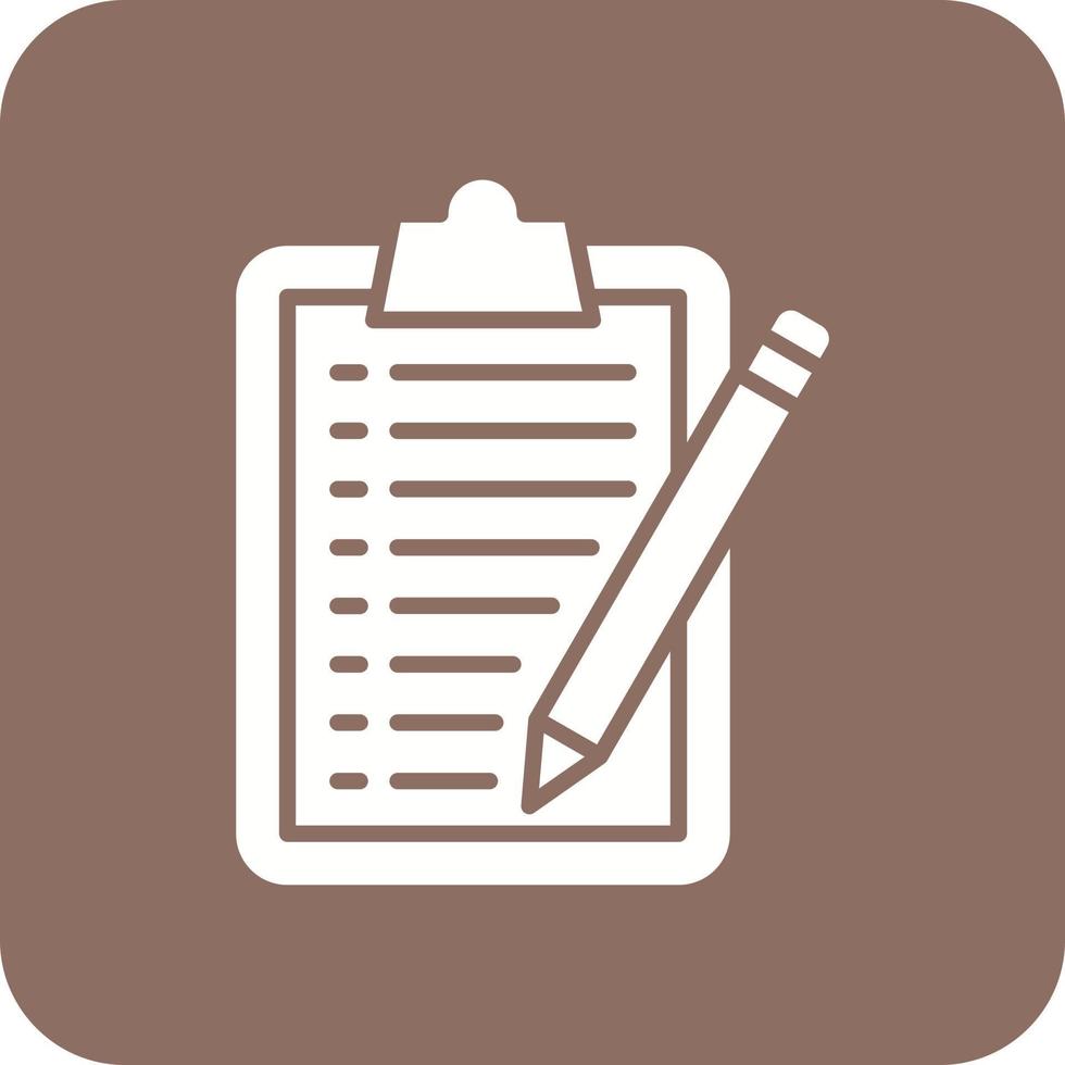 Taking Notes Glyph Round Corner Background Icon vector