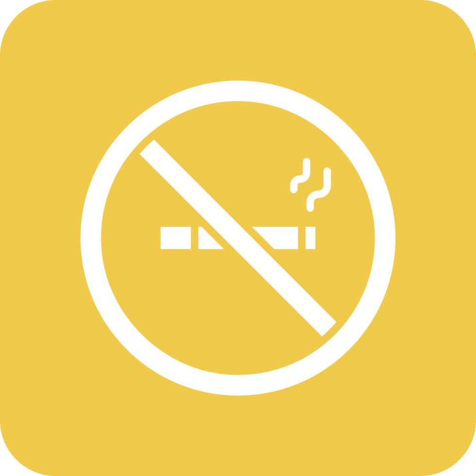 No Smoking Glyph Round Corner Background Icon vector