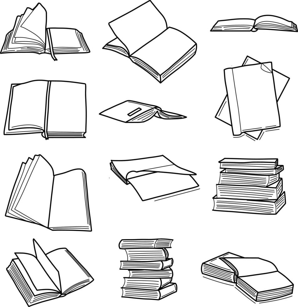 Handdrawn doodle book line art vector