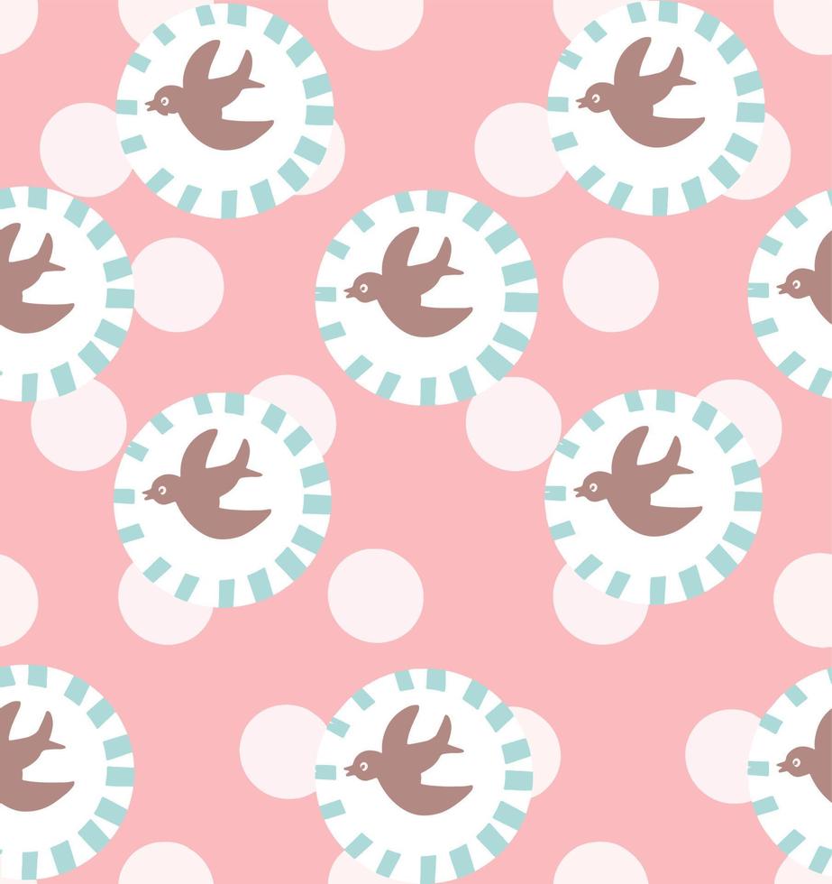 fondo transparente con pájaros y flores. estilo infantil. vector