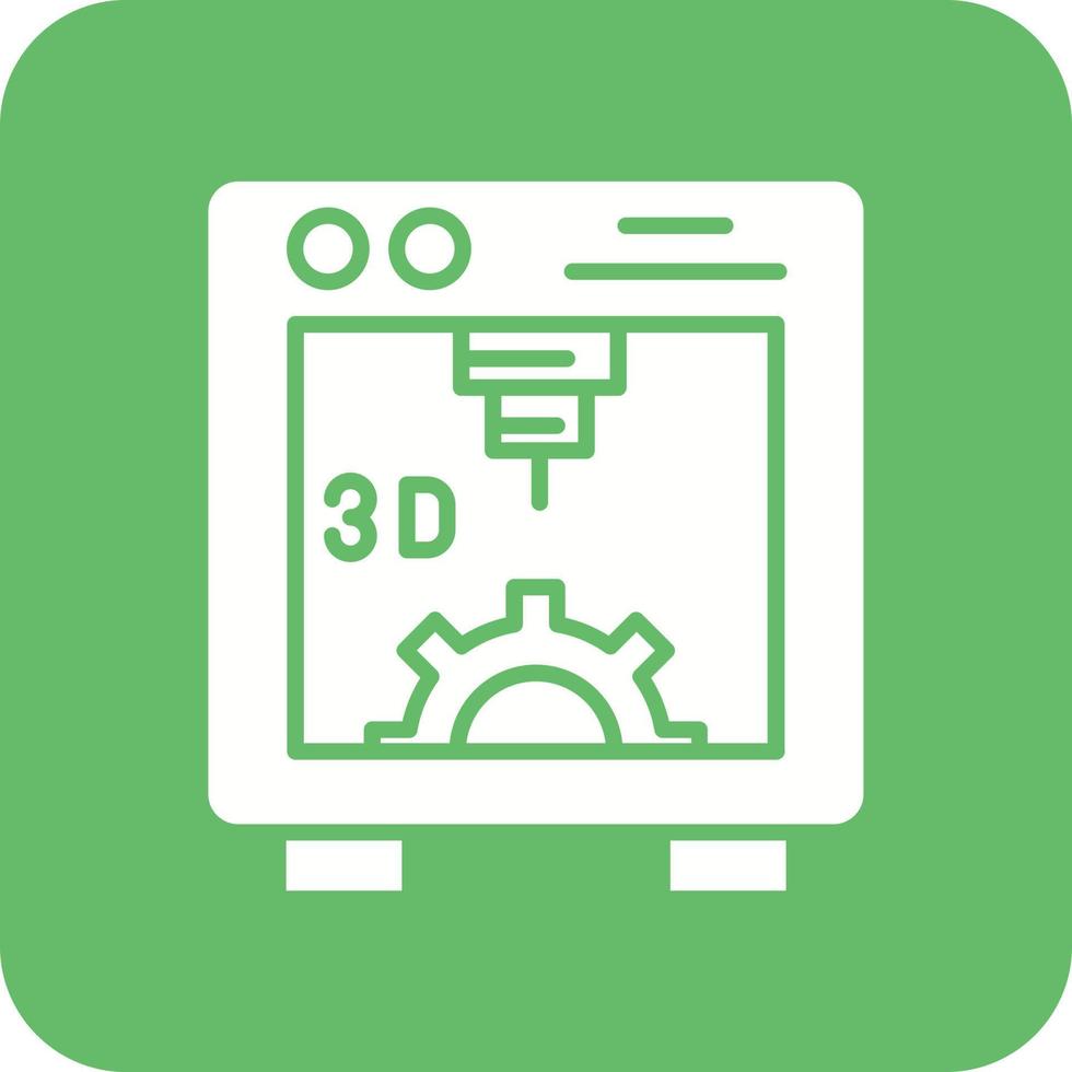3d Printer Glyph Round Corner Background Icon vector