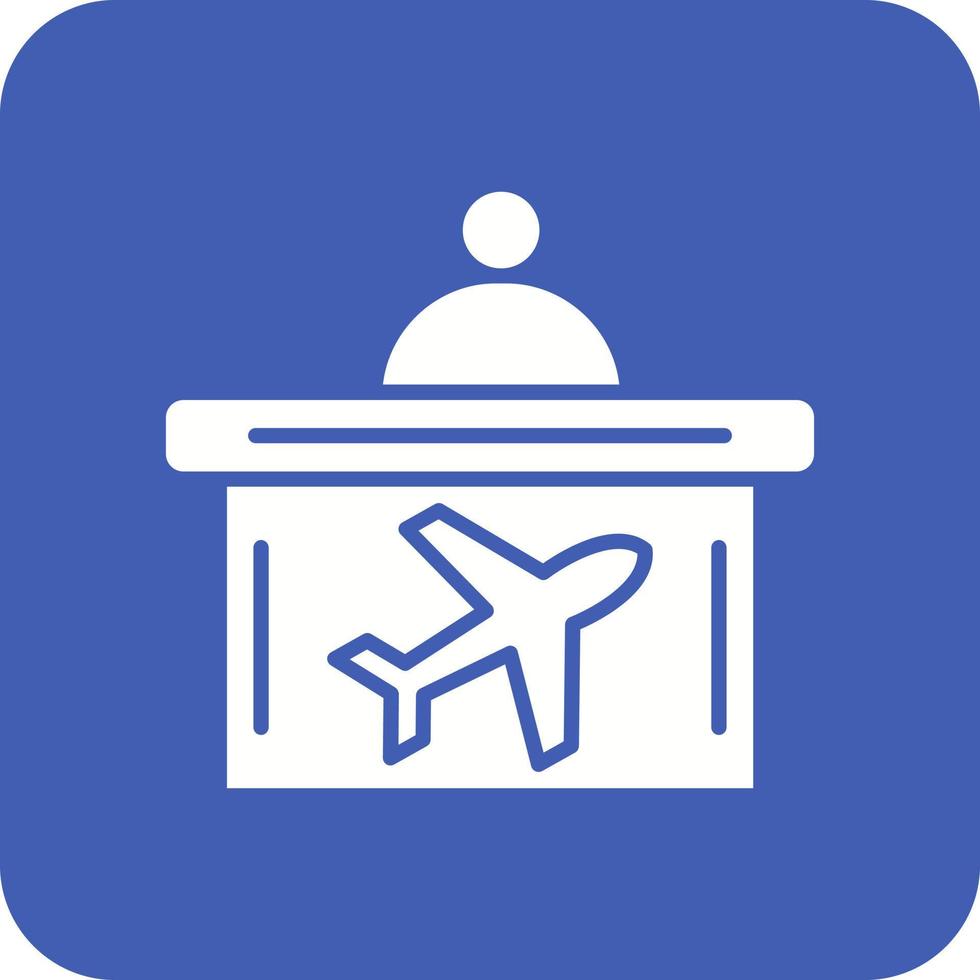 Flight Check In Glyph Round Corner Background Icon vector