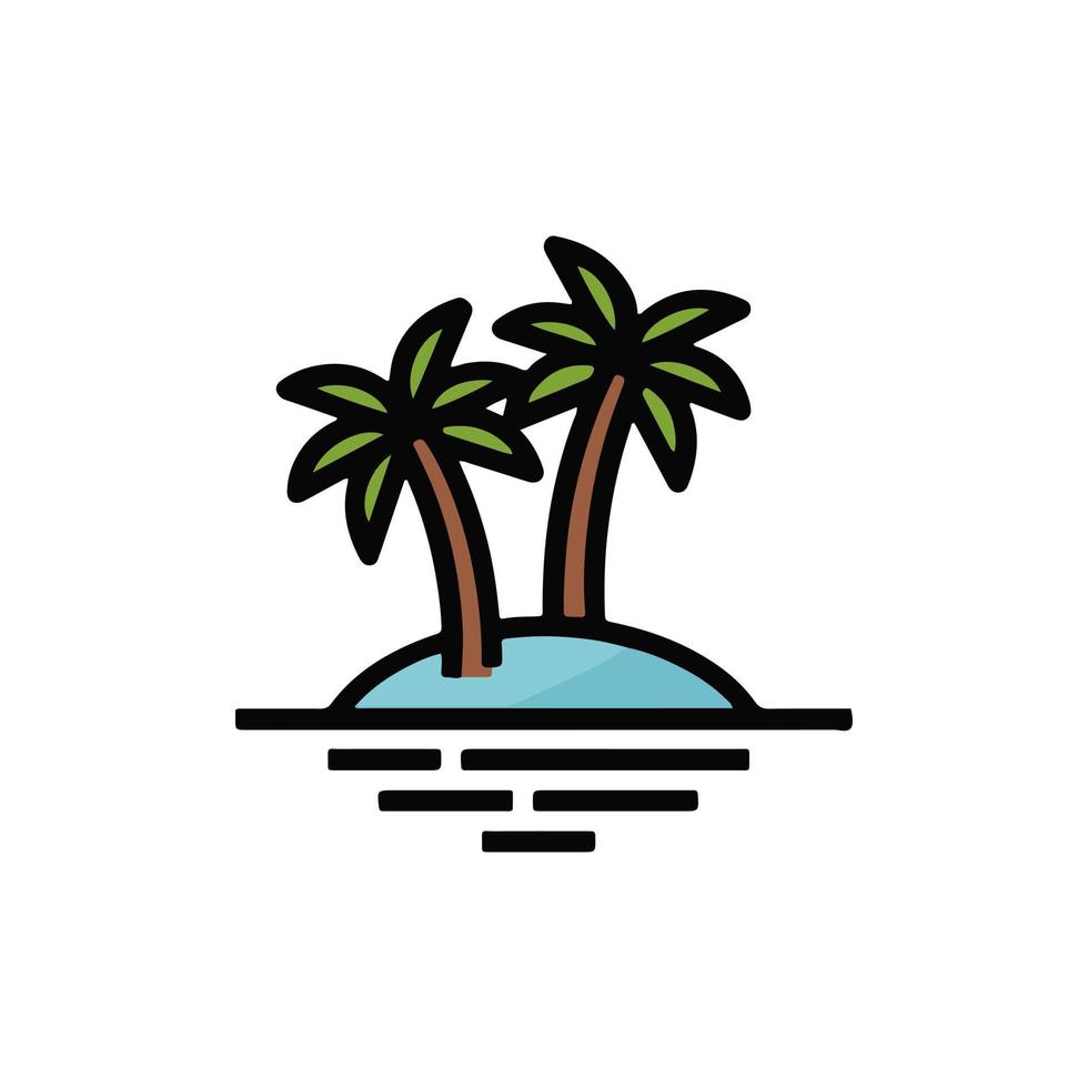 deserted island and palm trees vector design