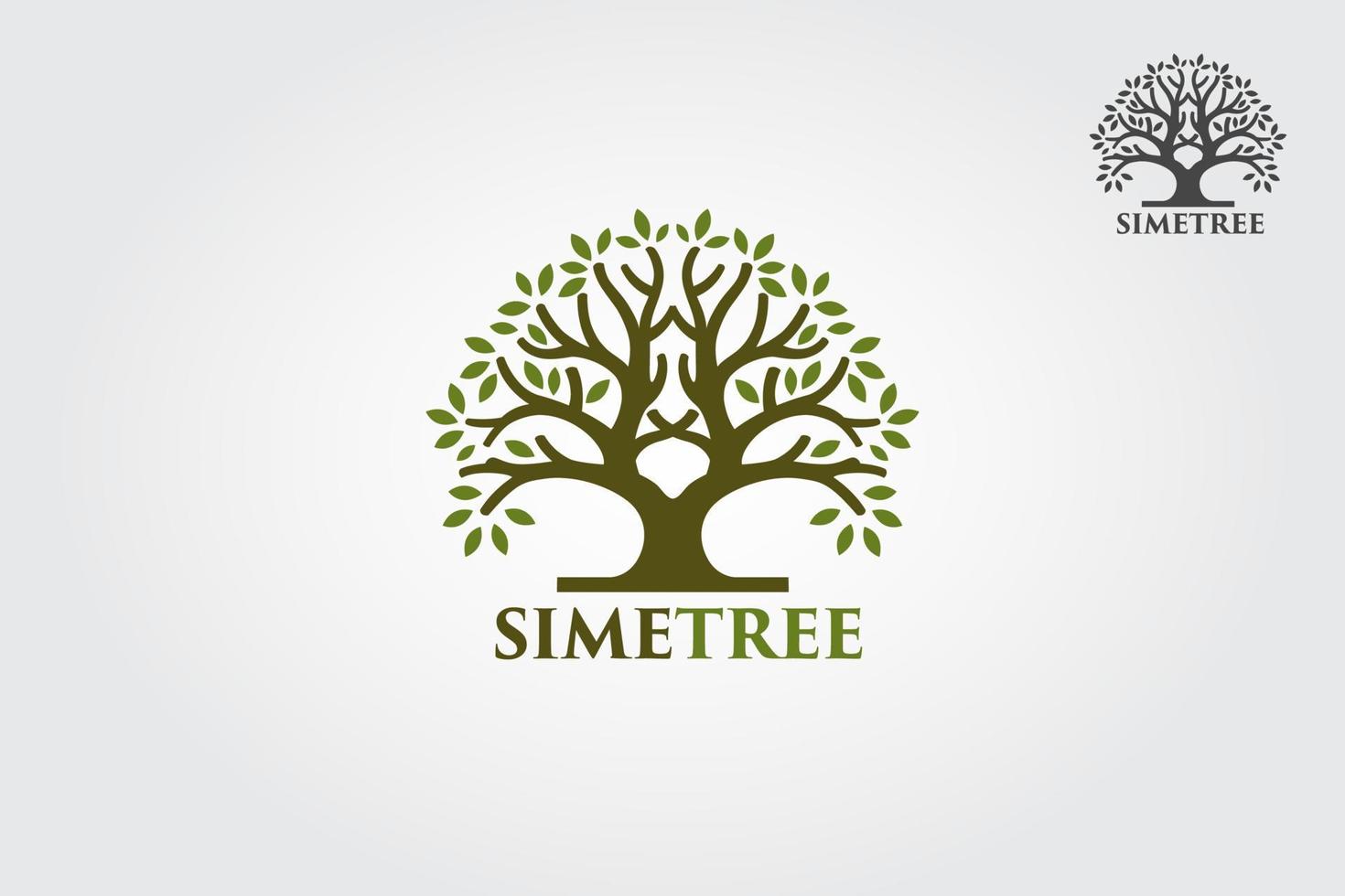 Simetree logo illustration. Vector silhouette of a tree.