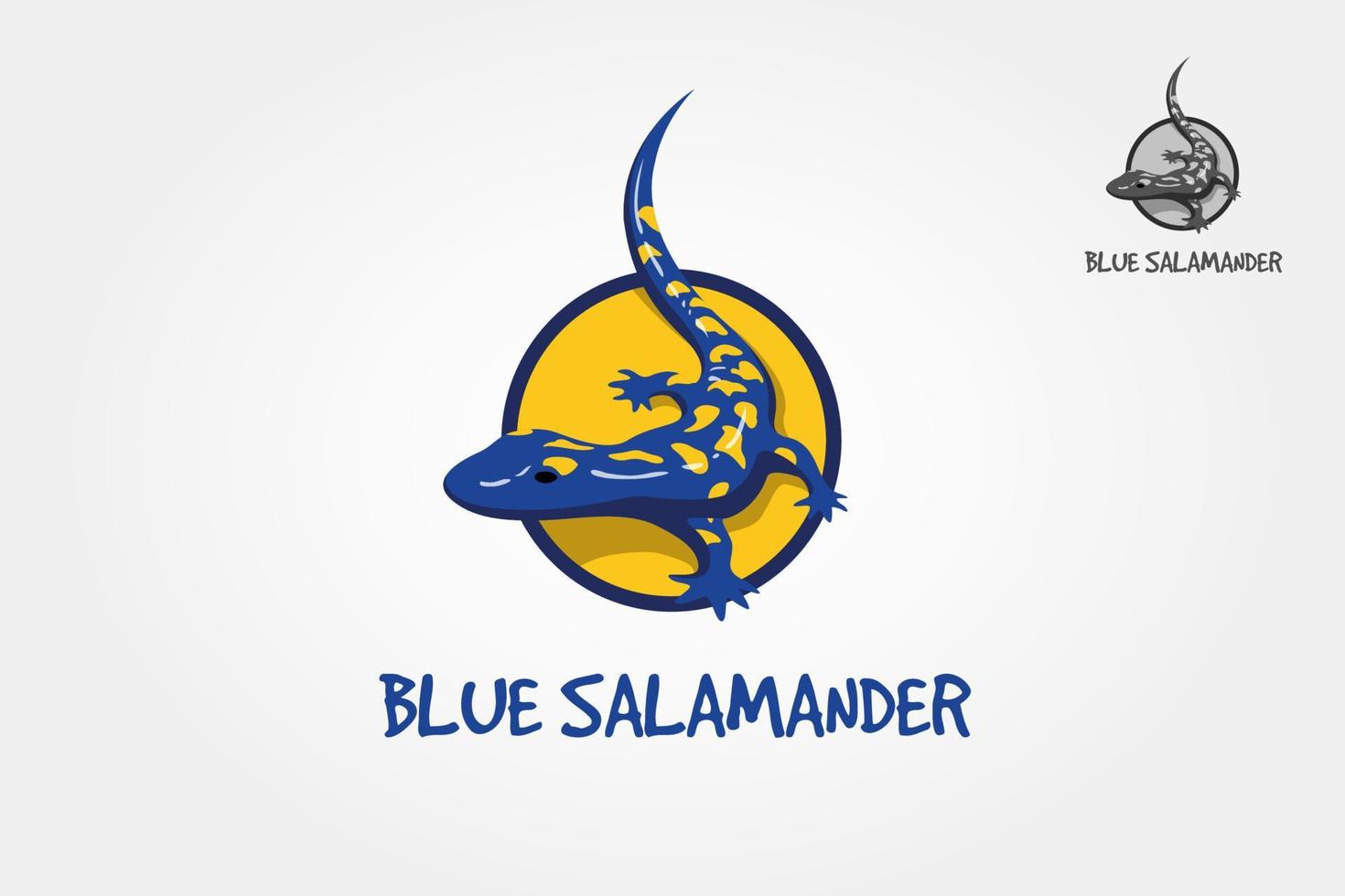 ilustración del logotipo del vector de salamandra azul. imagen vectorial abstracta de una salamandra, lagarto en colores amarillo y azul.