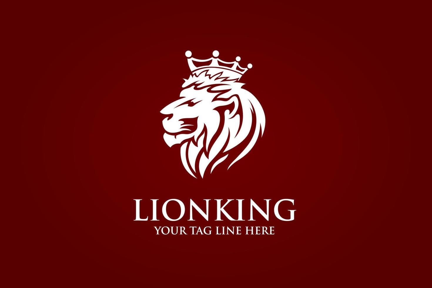 Lion head logo design template, Element for the brand identity, vector illustration, emblem design on red background.