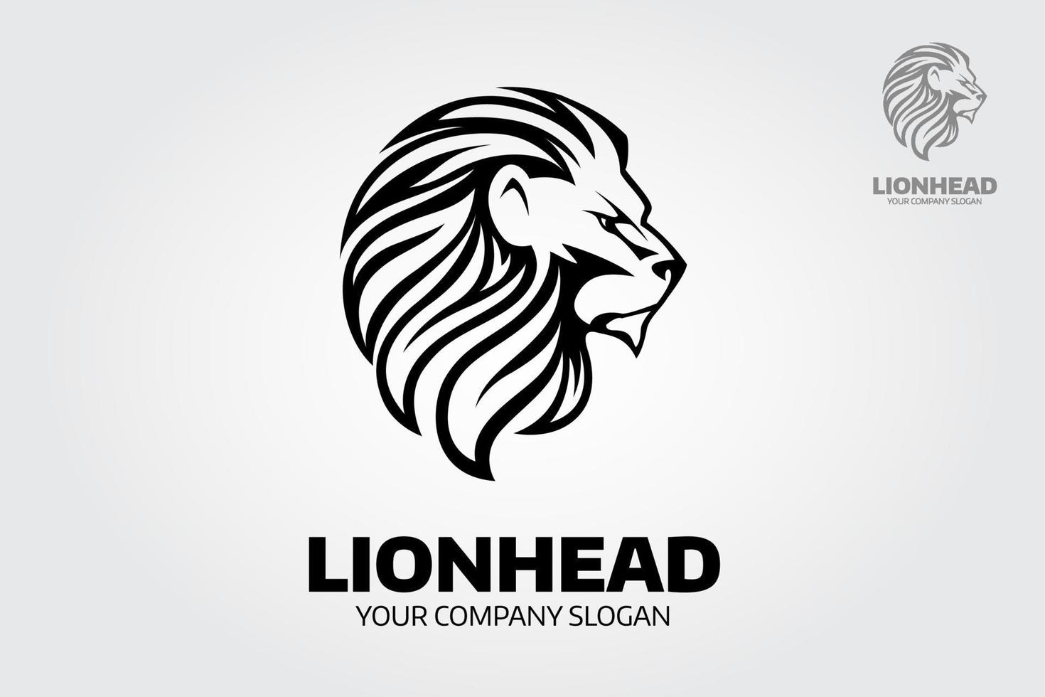 plantilla de logotipo de cabeza de león adecuada para empresas y nombres de productos. elemento para la identidad de marca, ilustración vectorial, diseño de emblema sobre fondo blanco. vector