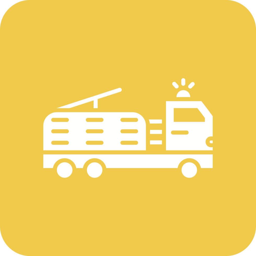 Ladder Truck Glyph Round Corner Background Icon vector