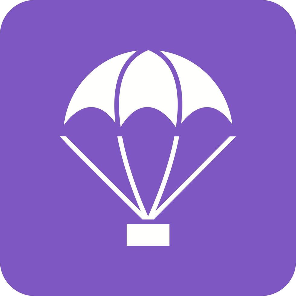 Parachute Glyph Round Corner Background Icon vector