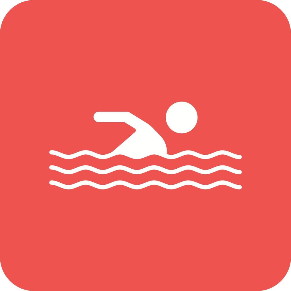 Swimming Glyph Round Corner Background Icon vector