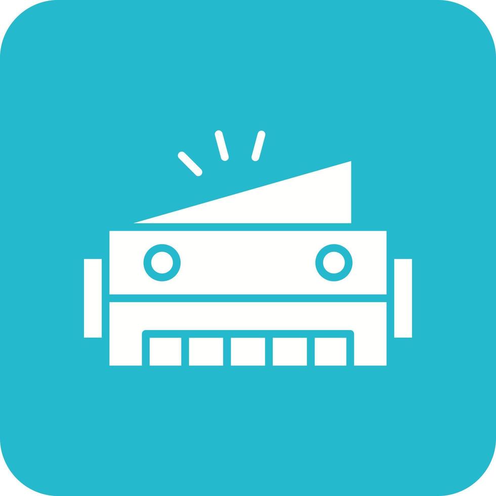 Harmonica Glyph Round Corner Background Icon vector