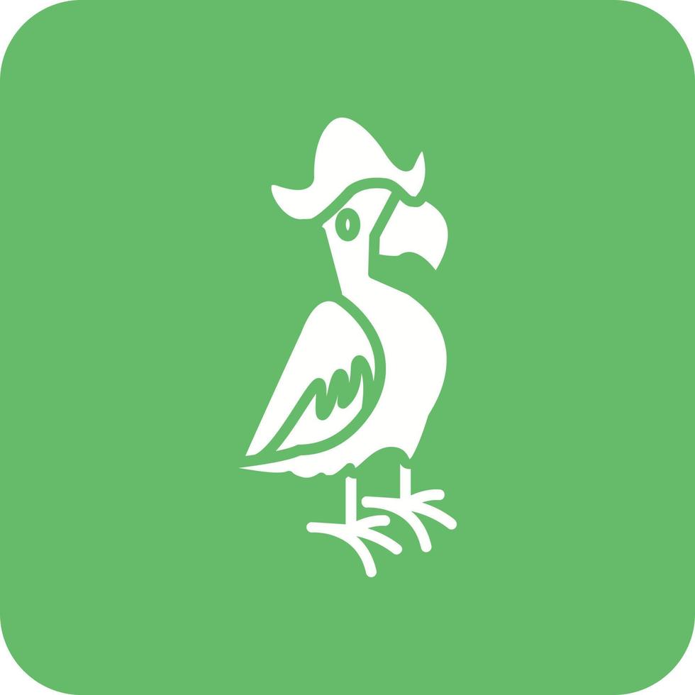 Pirate Parrot Glyph Round Corner Background Icon vector
