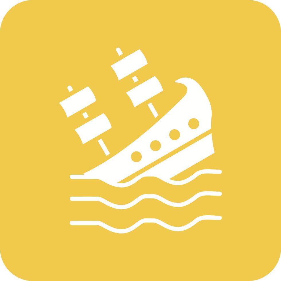 Shipwreck Glyph Round Corner Background Icon vector