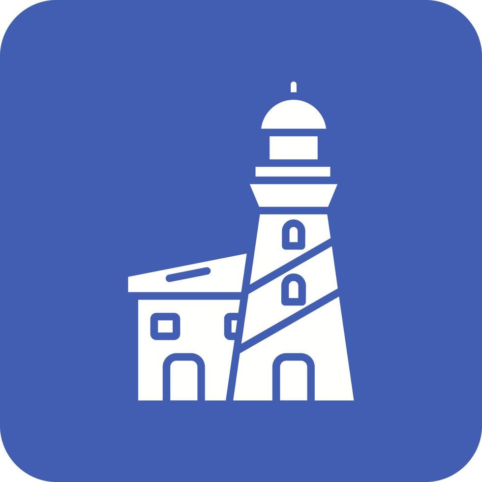 Lighthouse Glyph Round Corner Background Icon vector