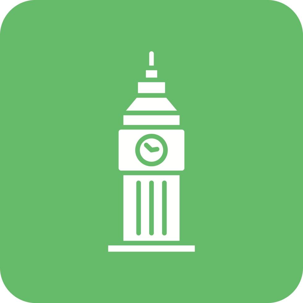 Big Ben Glyph Round Corner Background Icon vector