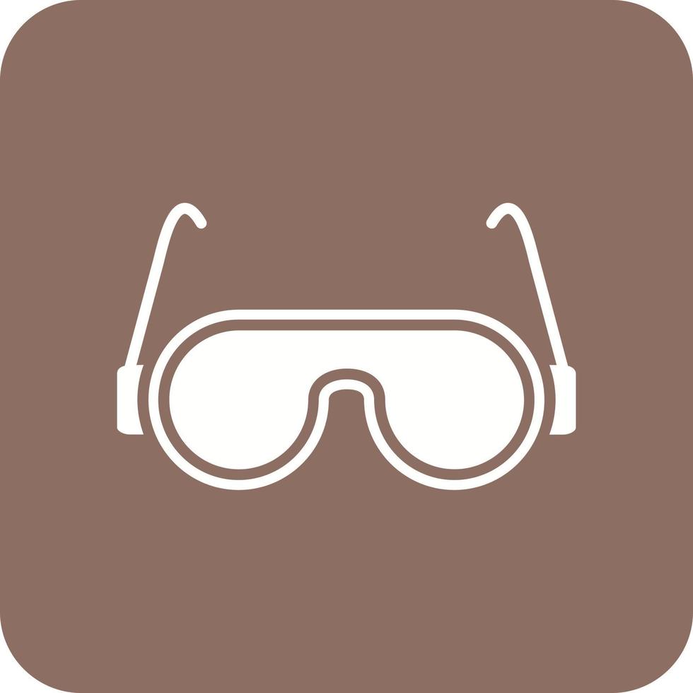 Safety Glasses Glyph Round Corner Background Icon vector