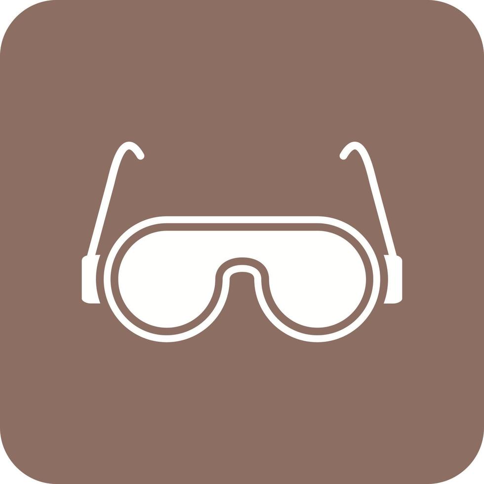 Safety Glasses Glyph Round Corner Background Icon vector