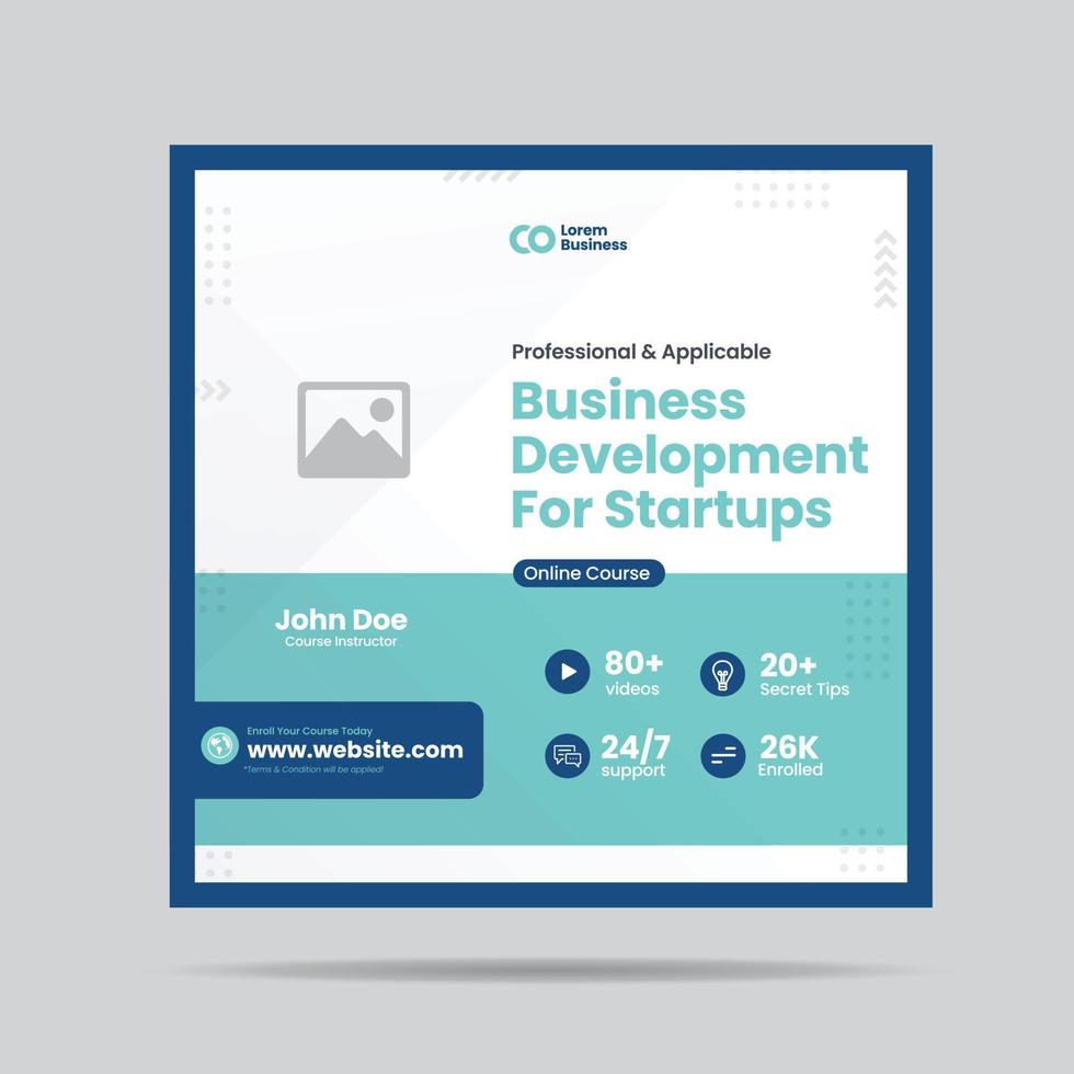 Business Development for Startup Social Media post  or Grow Your Business Online Course web banner vector