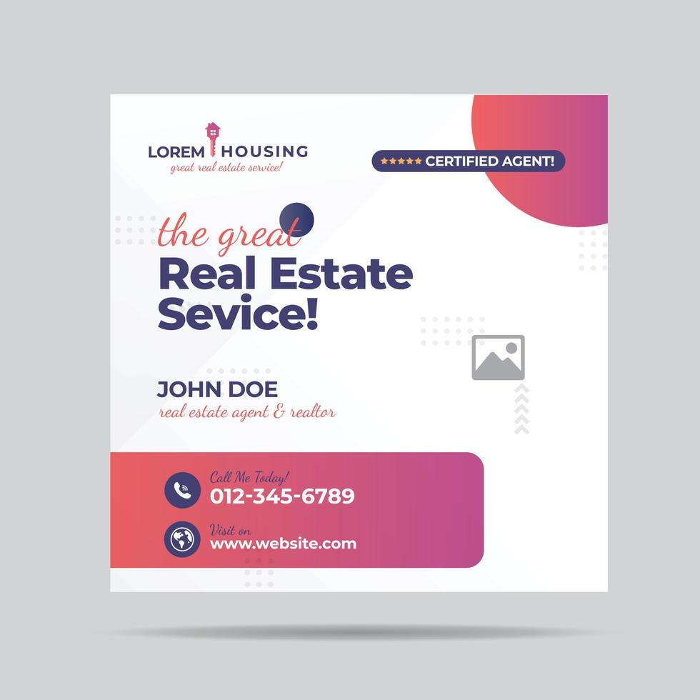 Real Estate Service Social Media post Design or Real estate agent social post design vector