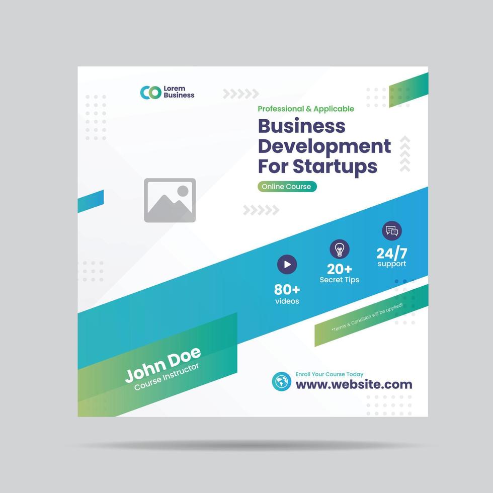 Business Development for Startup Social Media post  or Grow Your Business Online Course web banner vector