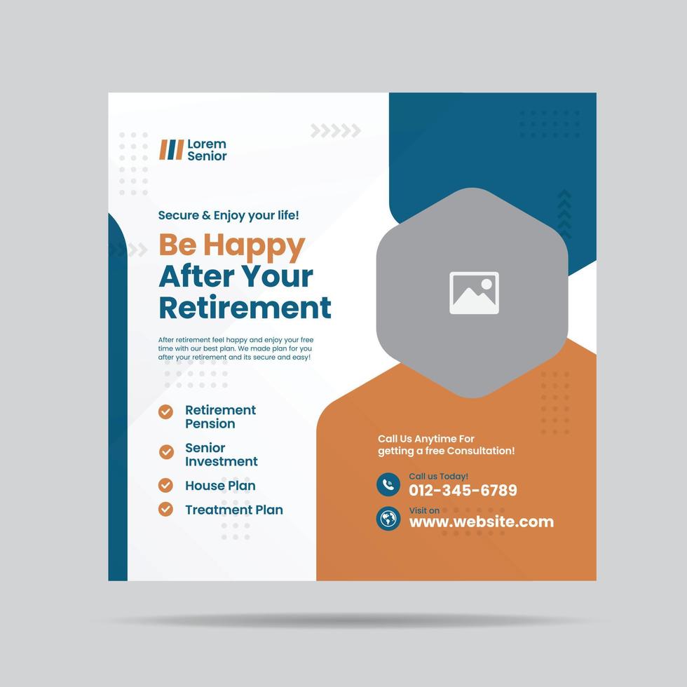 Retirement Planning Social Media post design or Senior investment and insurance post design vector