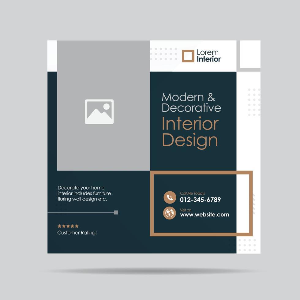 Home Interior Design Social media post template or Interior Furniture Social Post Design vector