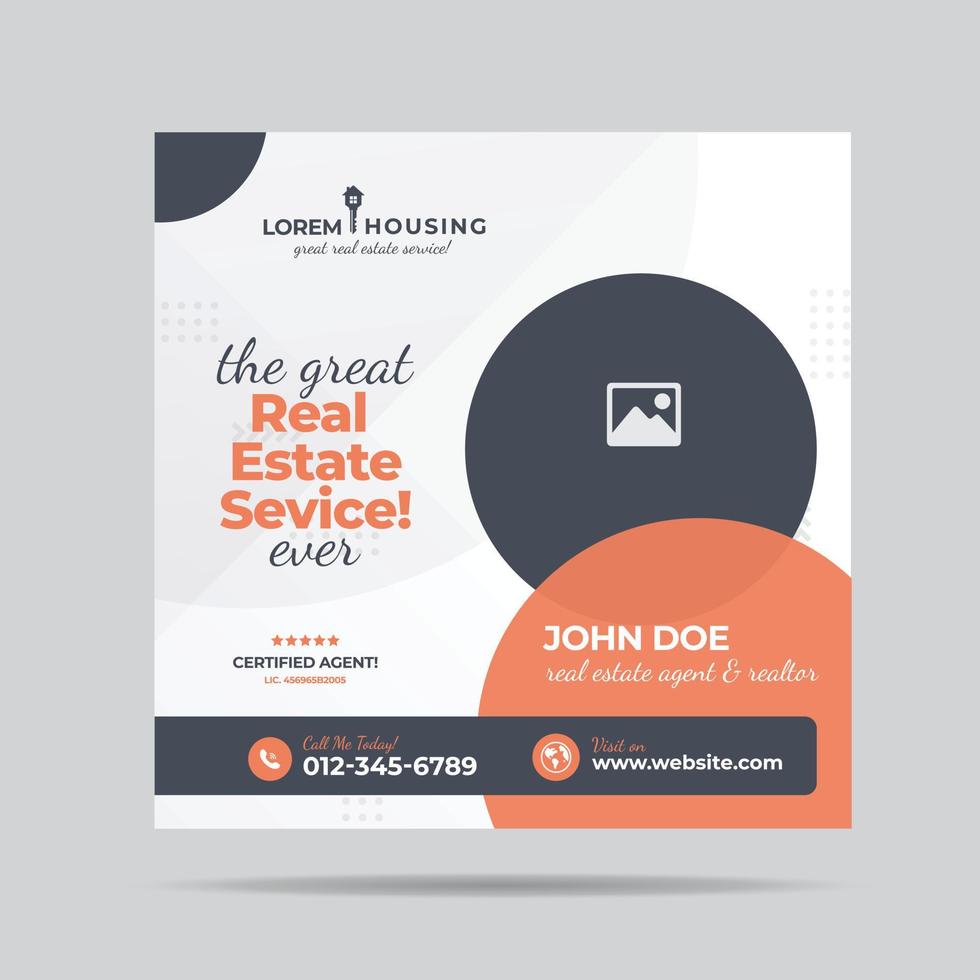 Real Estate Service Social Media post Design or Real estate agent social post design vector