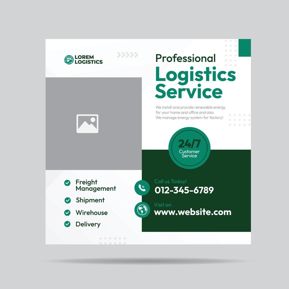 Shipment and Logistics service social media post design or Courier and delivery post templates vector