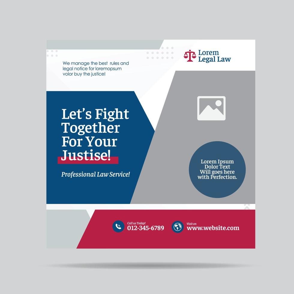 Law firm Social Media Post Design or Law and Justice Web Banner Design or Legal web template vector