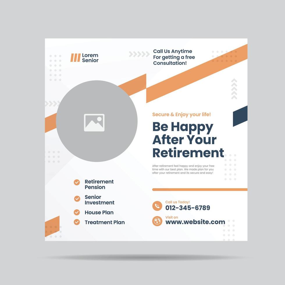 Retirement Planning Social Media post design or Senior investment and insurance post design vector