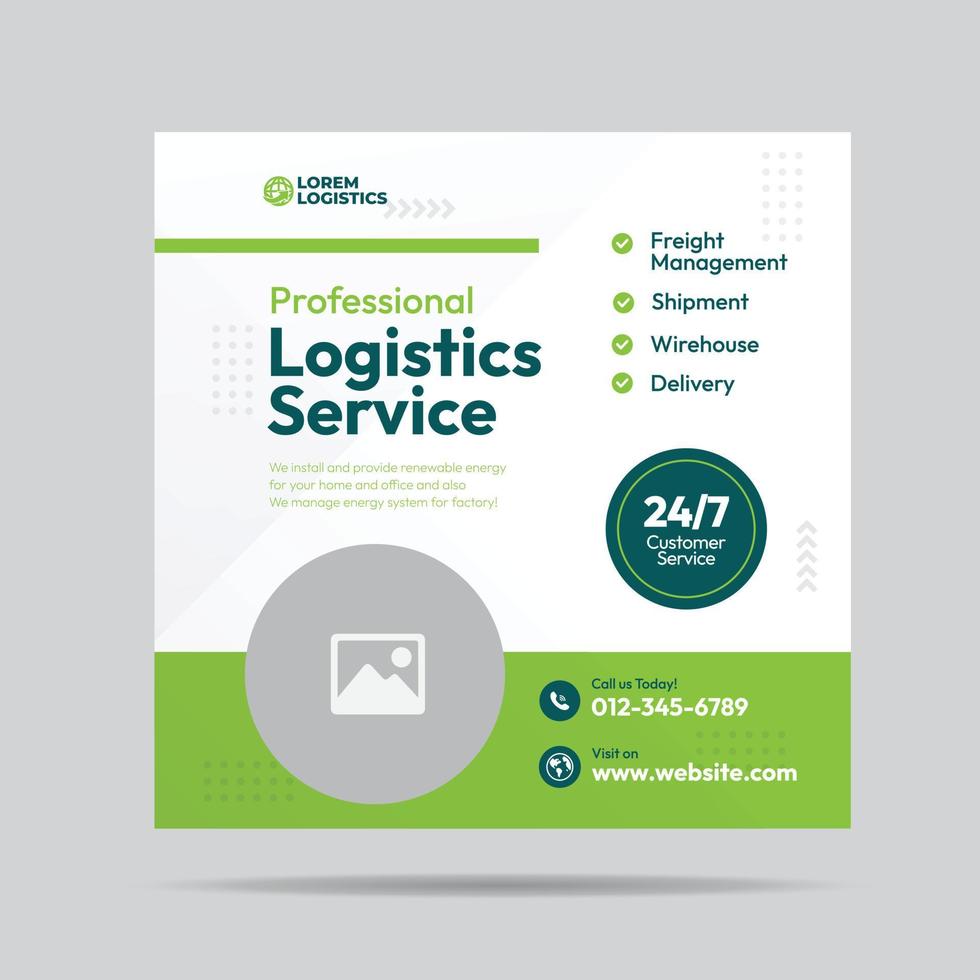 Shipment and Logistics service social media post design or Courier and delivery post templates vector